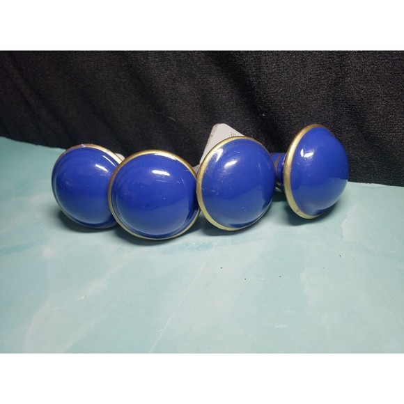 Ceramic Drawer Pull Knobs Round Blue Gold SET of 13 Pcs w Screws *READ* GUC - Picture 8 of 10